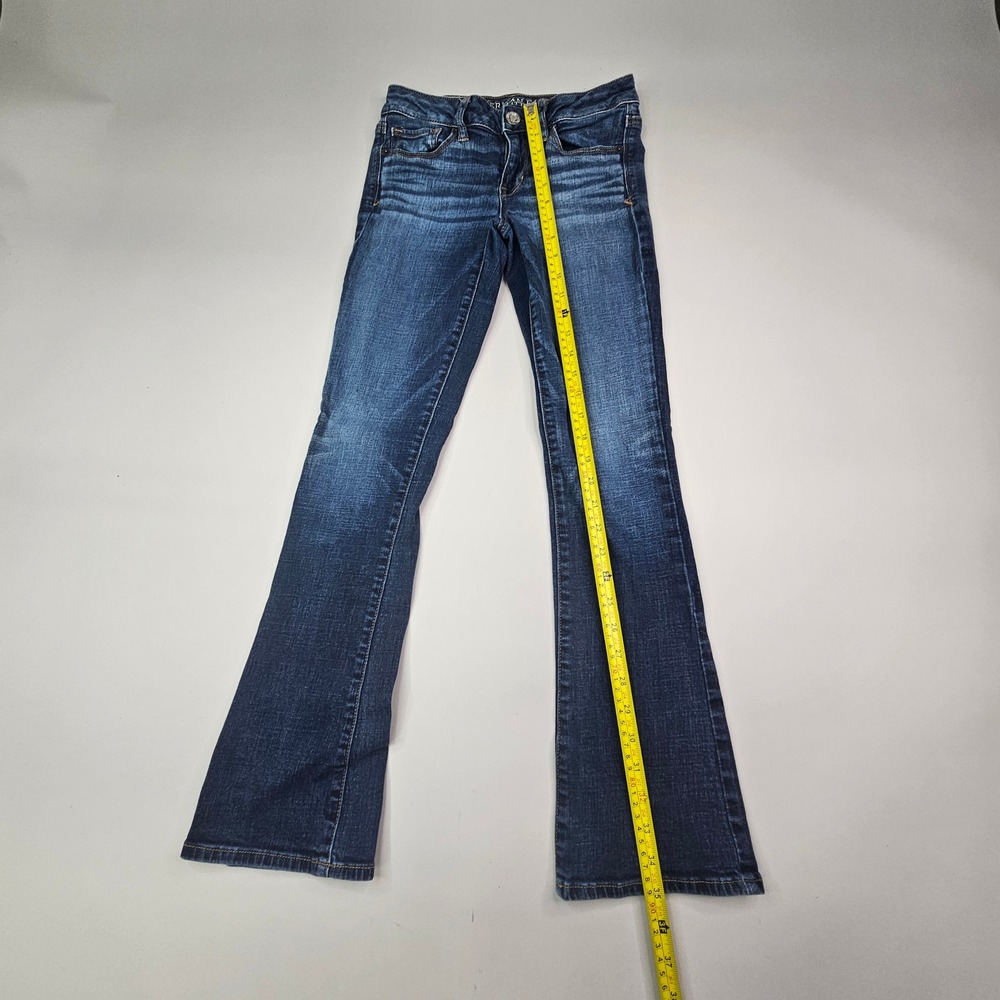 American Eagle Kick Bootcut Jeans Women 2 Short Dark Wash Super Stretch - Picture 4 of 16